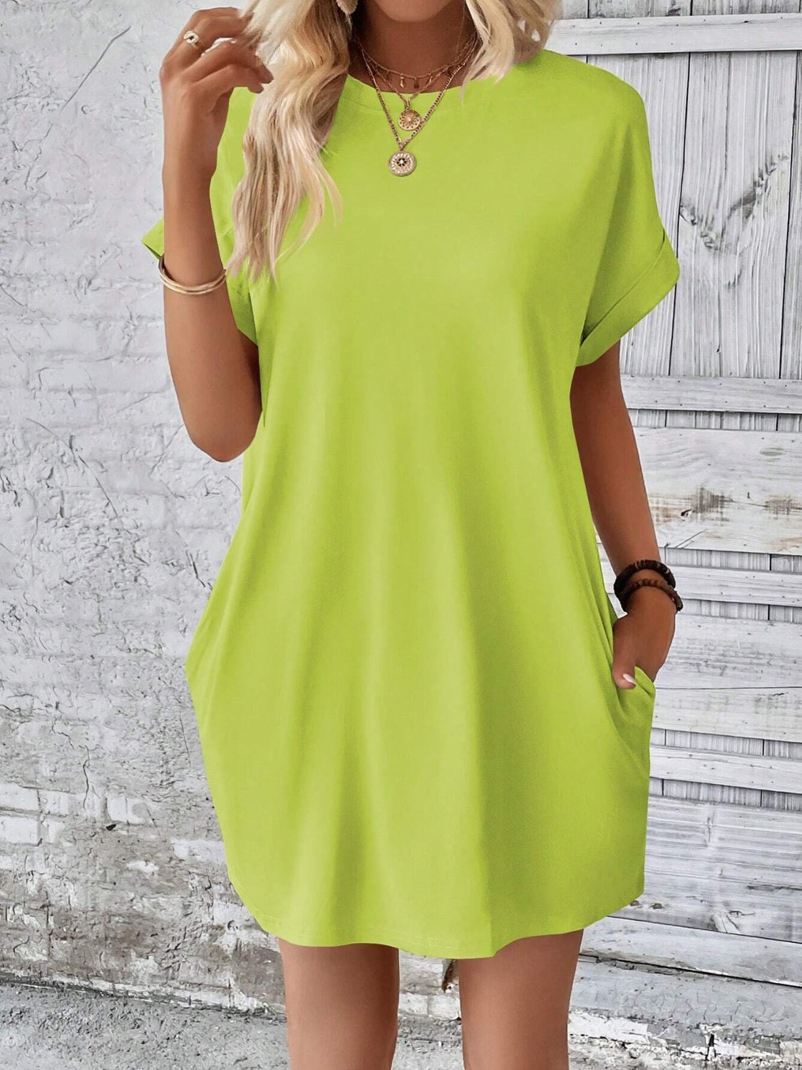 Sweet & Clean Round Neck Mini-Dress up to 2XL