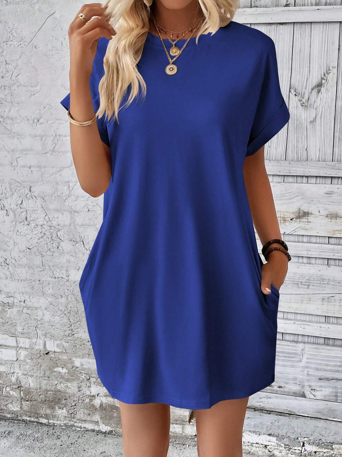 Sweet & Clean Round Neck Mini-Dress up to 2XL