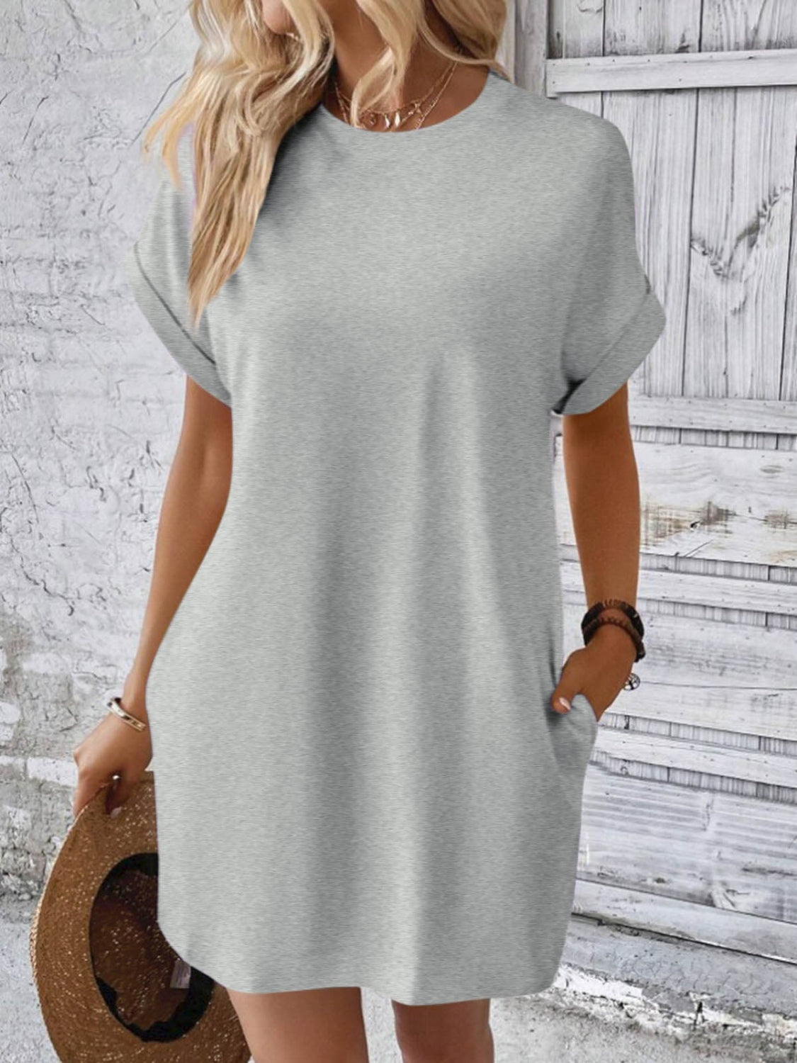 Sweet & Clean Round Neck Mini-Dress up to 2XL