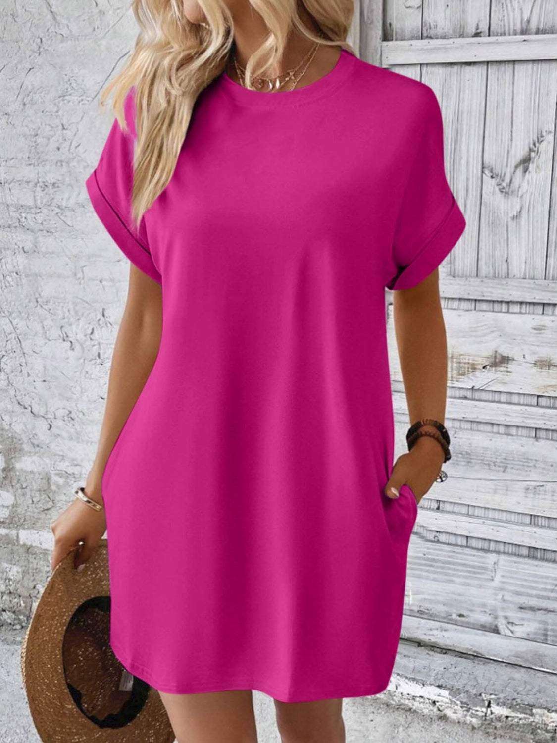 Sweet & Clean Round Neck Mini-Dress up to 2XL