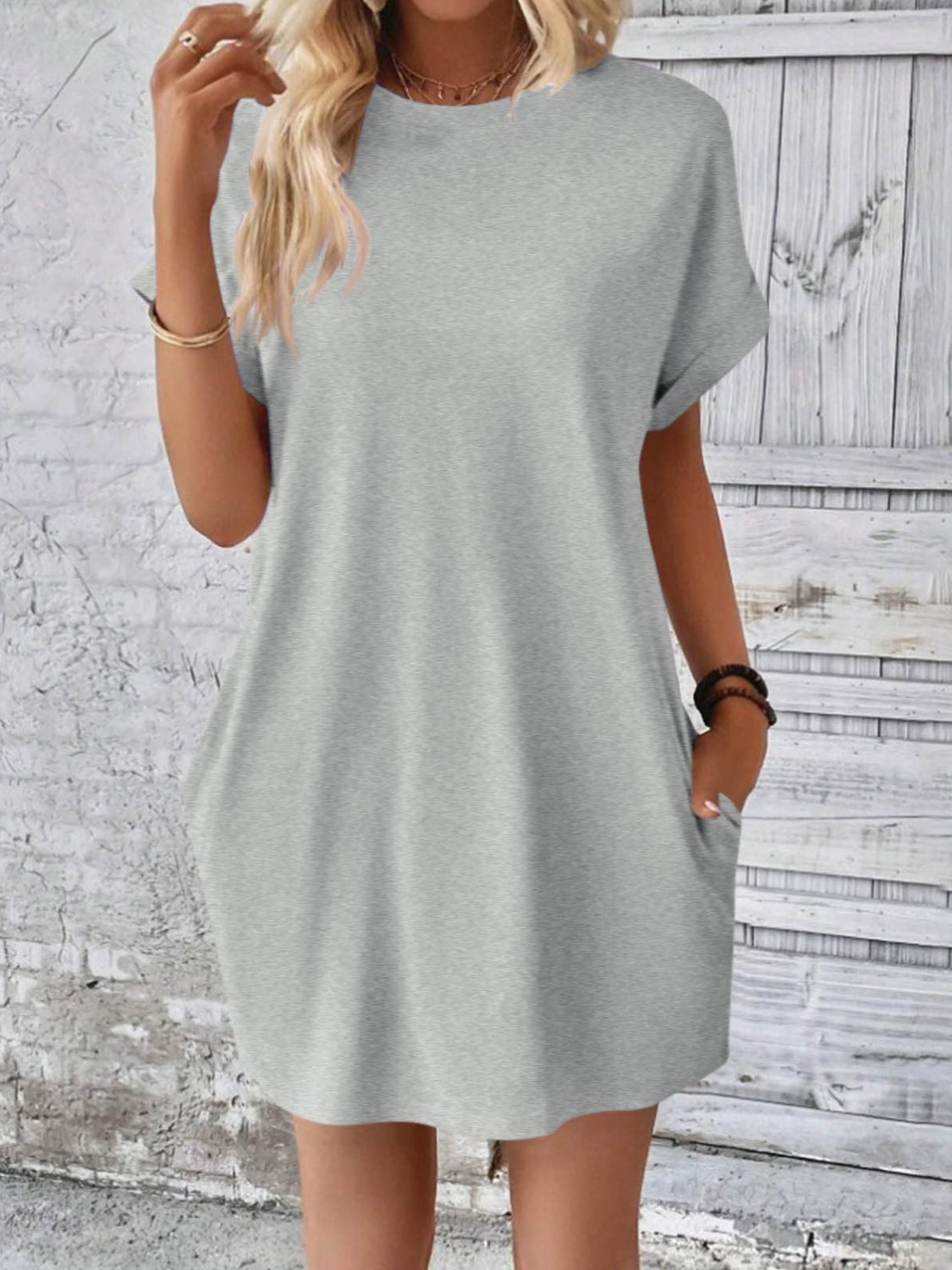 Sweet & Clean Round Neck Mini-Dress up to 2XL