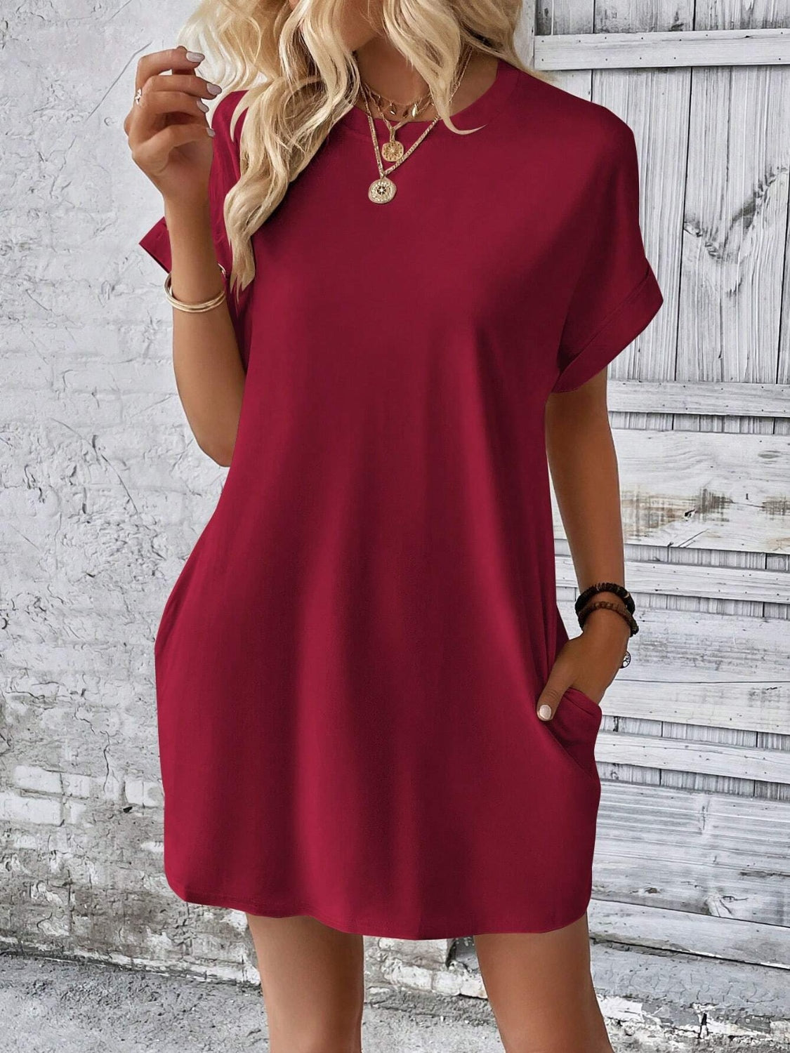 Sweet & Clean Round Neck Mini-Dress up to 2XL