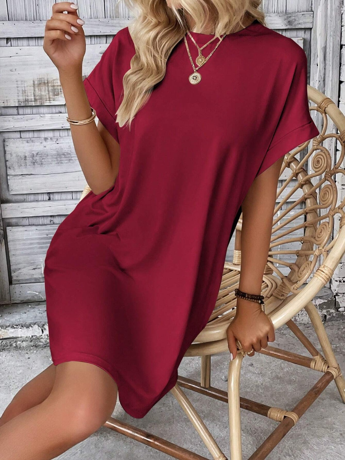 Sweet & Clean Round Neck Mini-Dress up to 2XL
