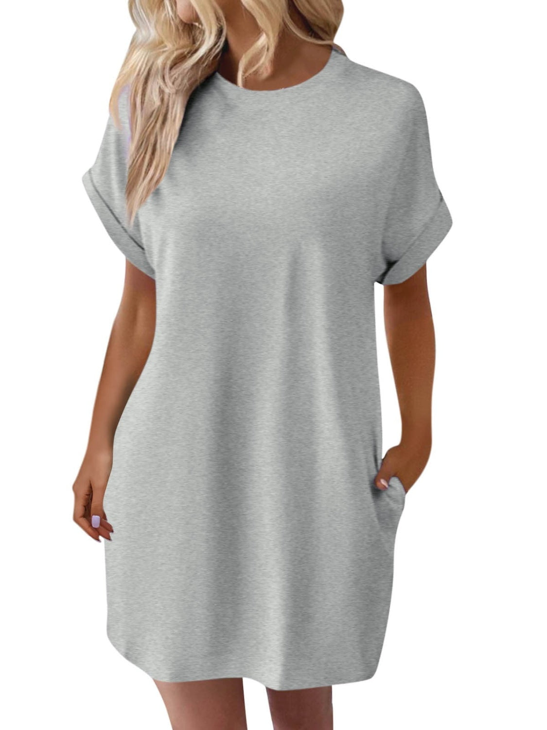 Sweet & Clean Round Neck Mini-Dress up to 2XL