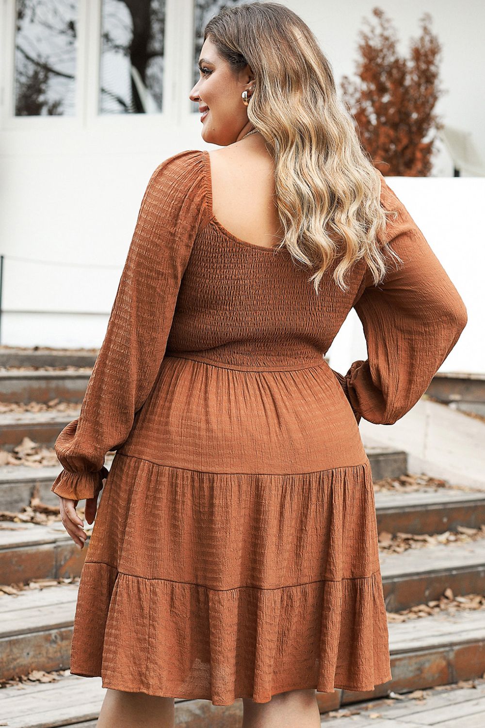 Caramel Delight Tiered Dress Plus-Size