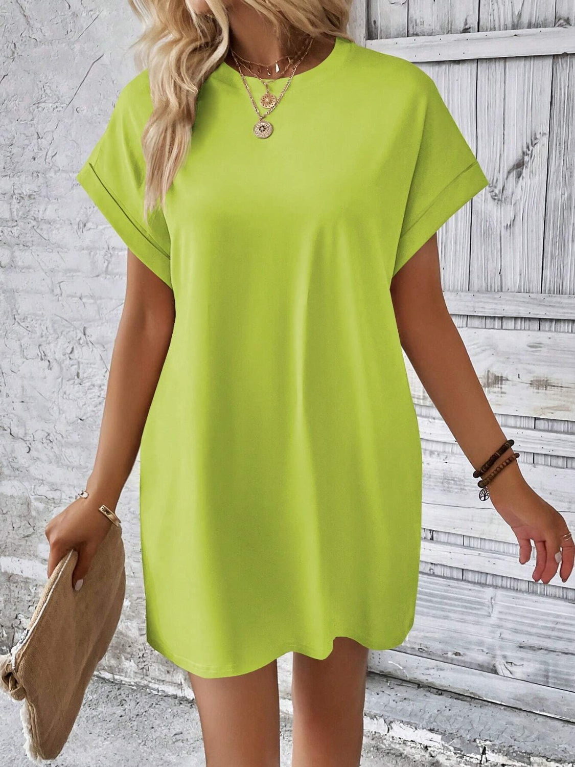 Sweet & Clean Round Neck Mini-Dress up to 2XL