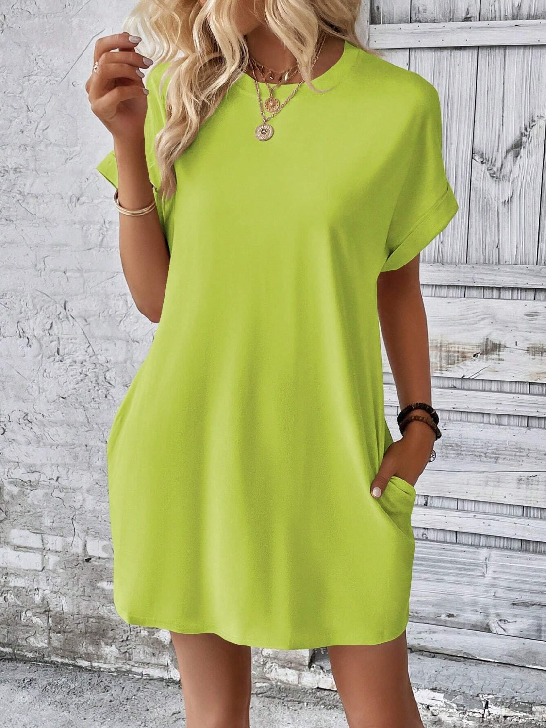Sweet & Clean Round Neck Mini-Dress up to 2XL