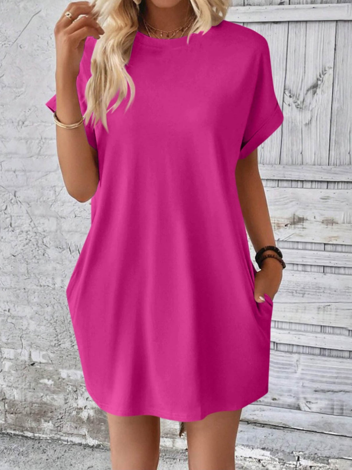 Sweet & Clean Round Neck Mini-Dress up to 2XL