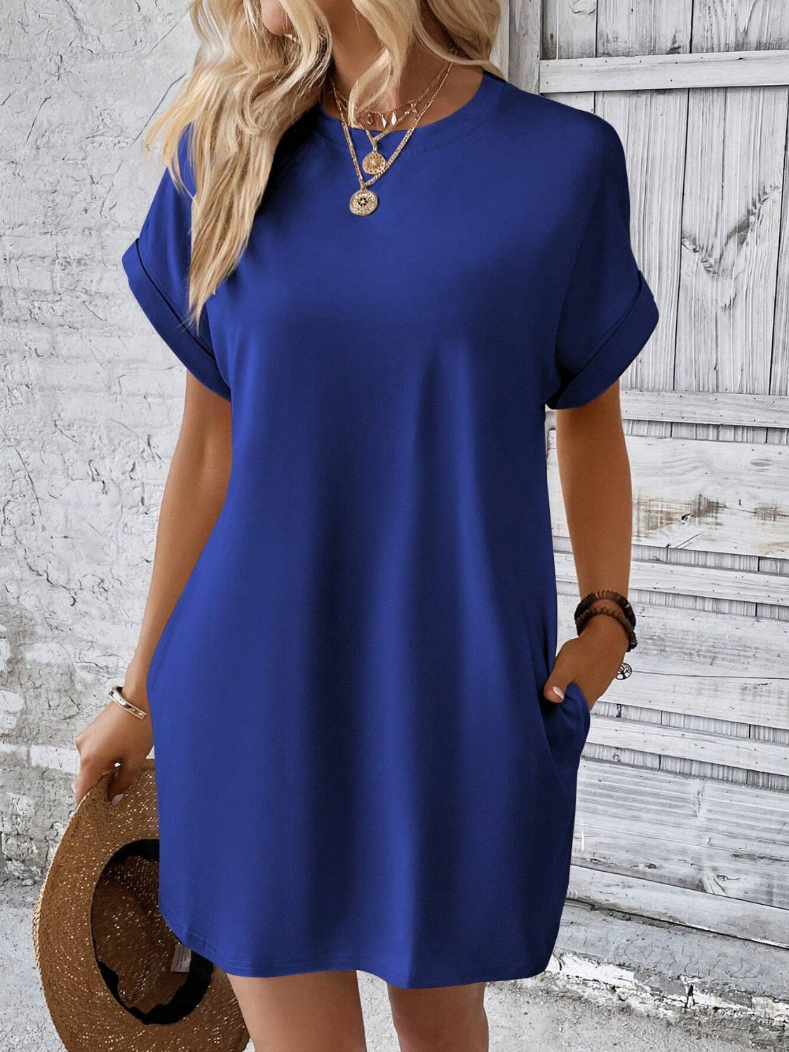 Sweet & Clean Round Neck Mini-Dress up to 2XL