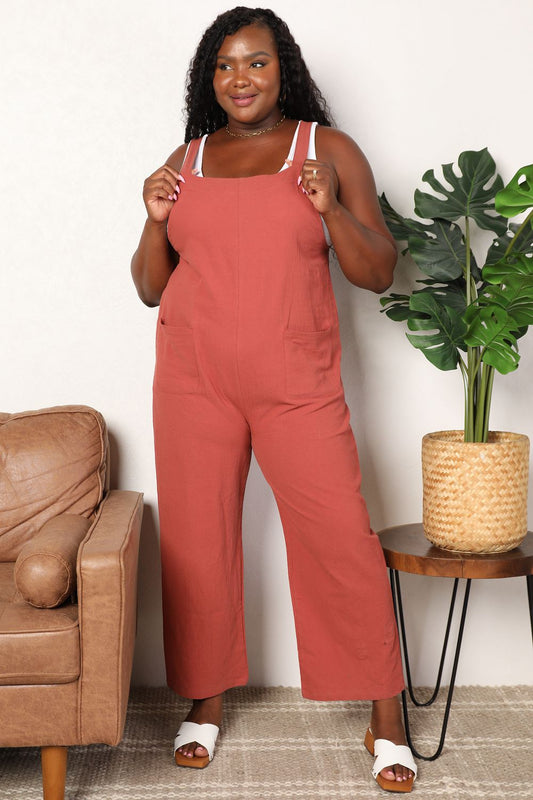 Throw Back Wide Leg Overalls with Front Pockets
