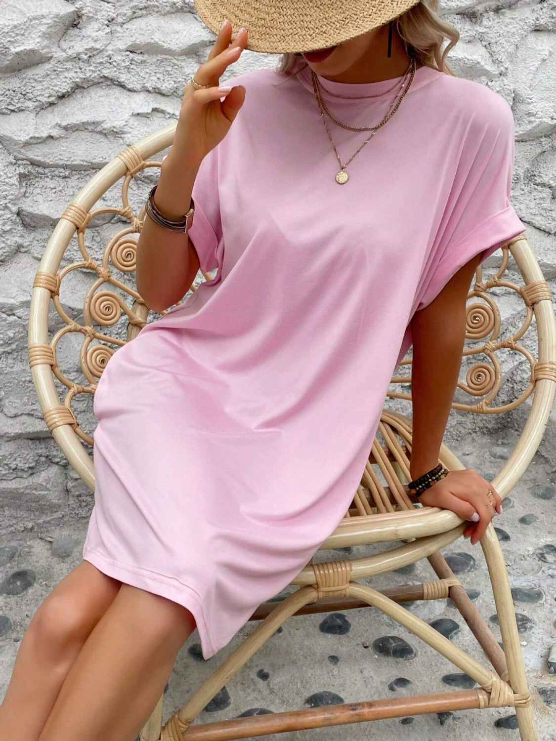 Sweet & Clean Round Neck Mini-Dress up to 2XL