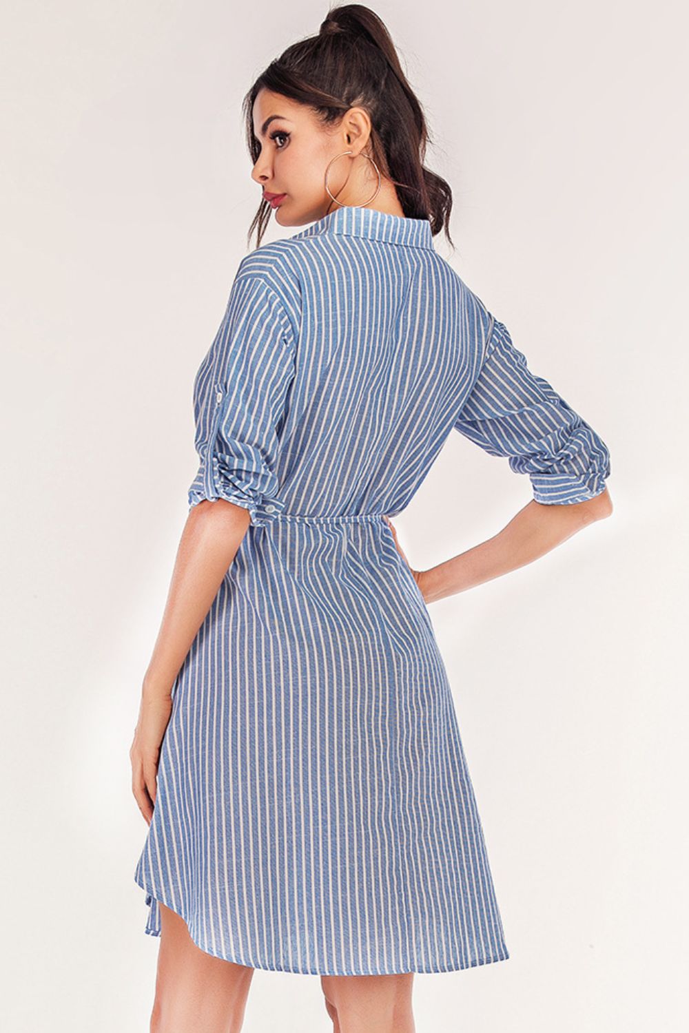 Super Striped Quarter-Button Shirt Dress