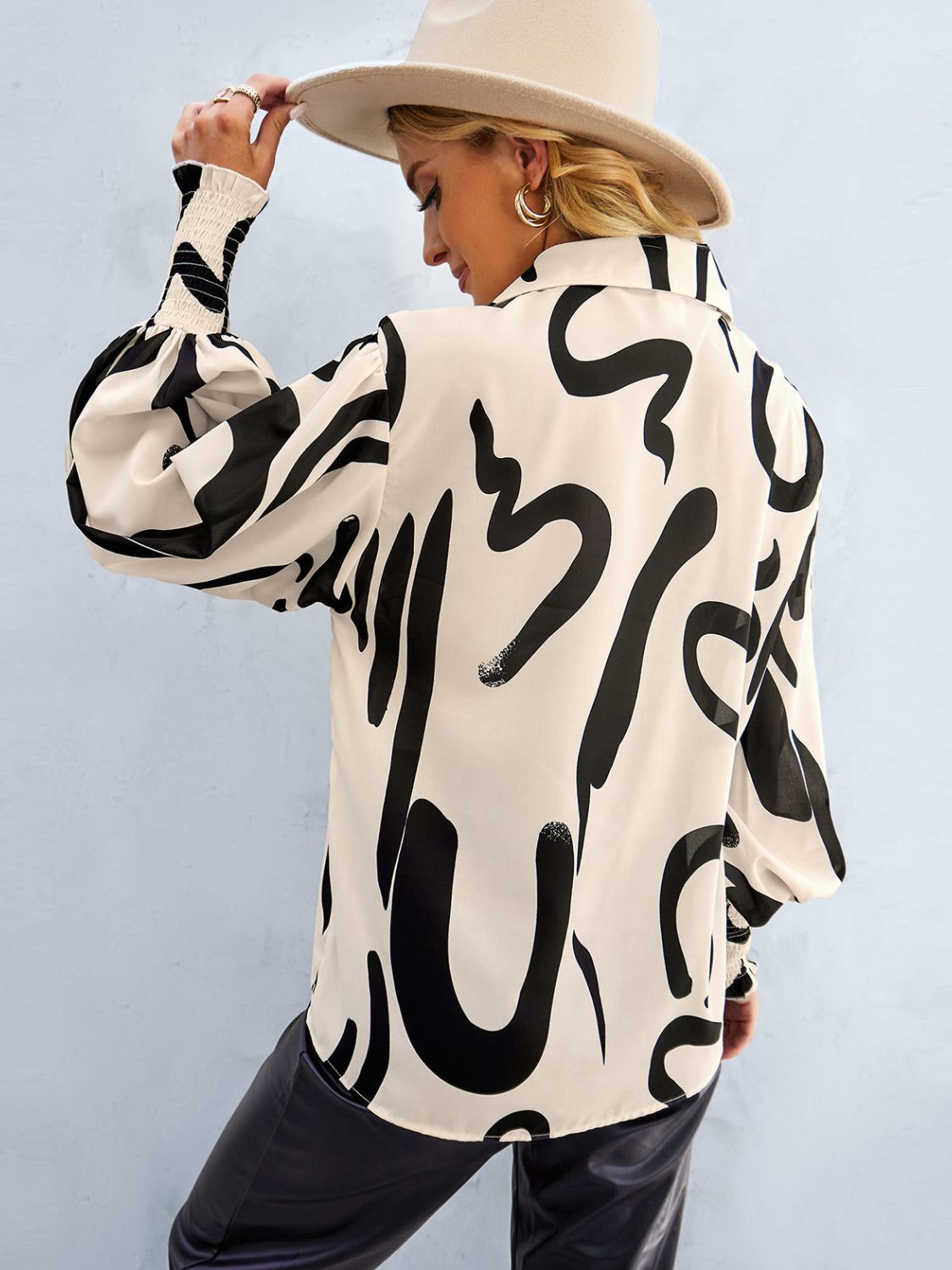 Lookin' Lovely Lantern Sleeve Button-Up Shirt