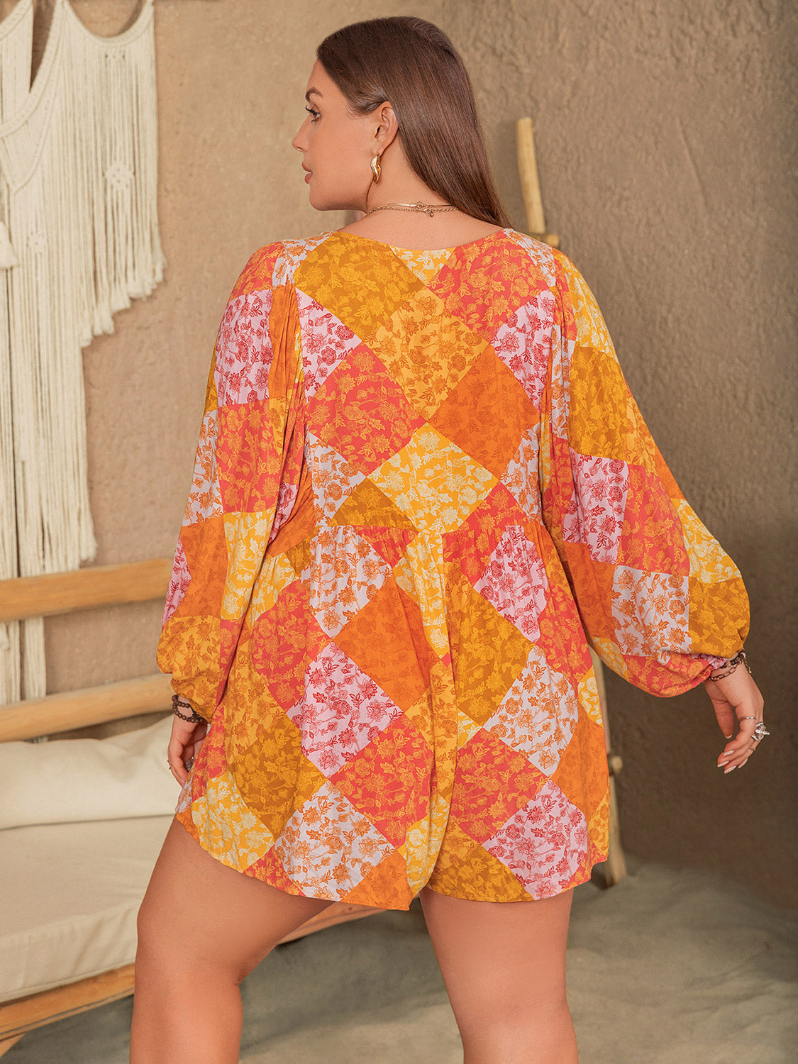 Flirty Floral Tie Neck Romper Plus-Size