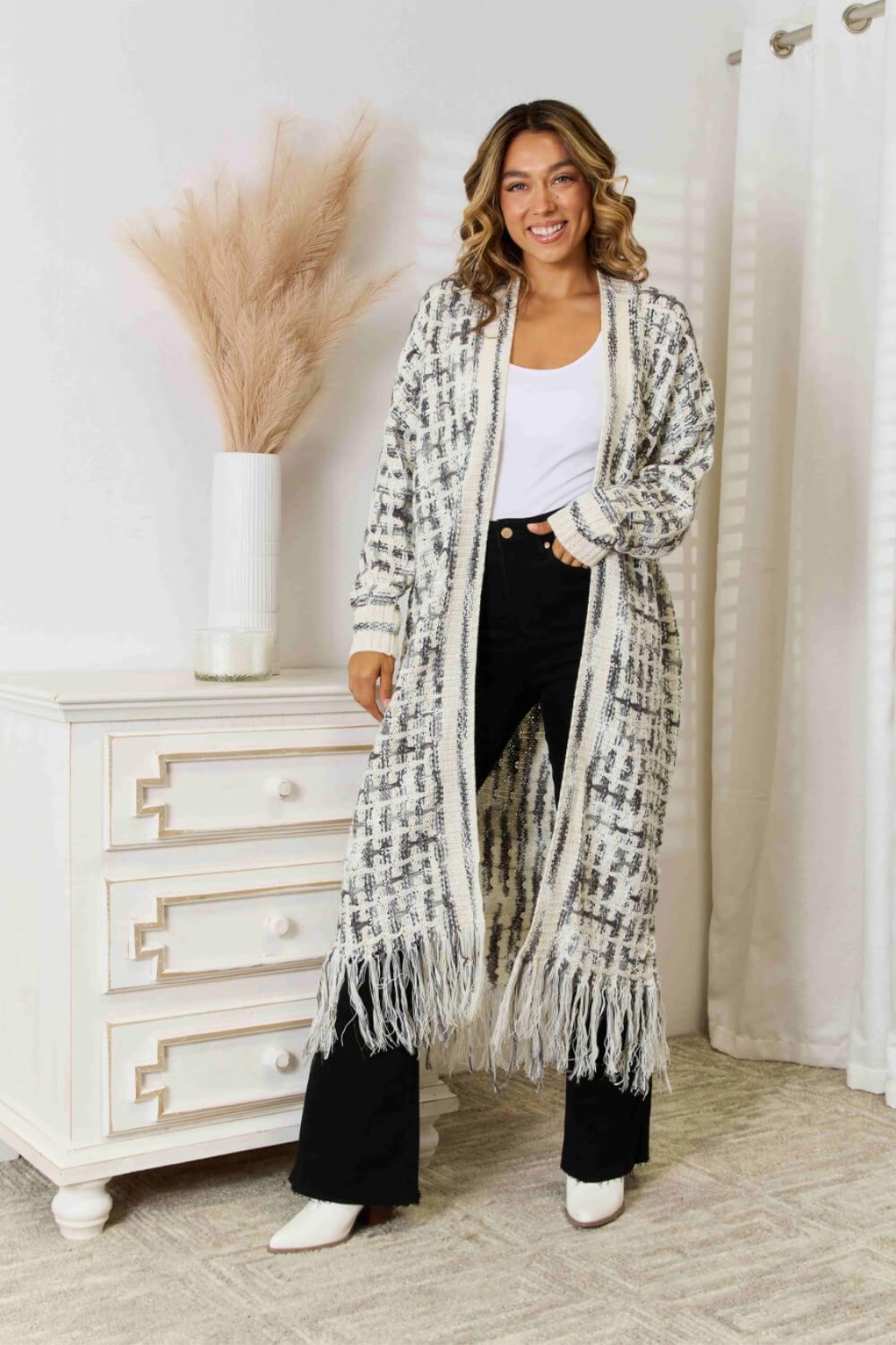 Marvelous Multicolored Long Cardigan