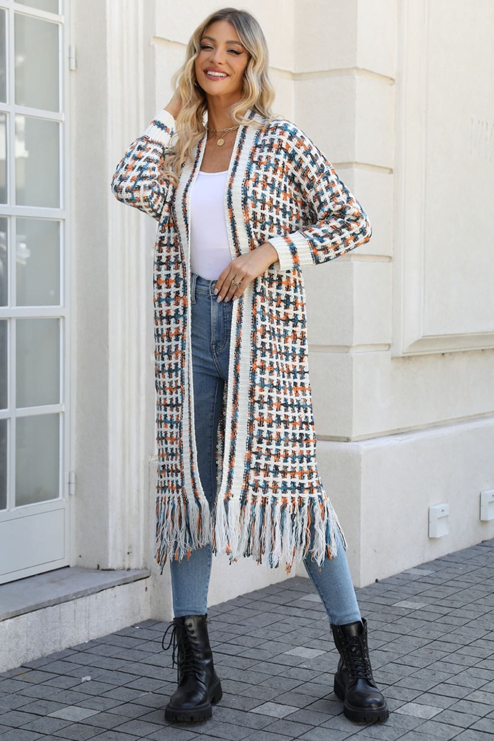 Marvelous Multicolored Long Cardigan