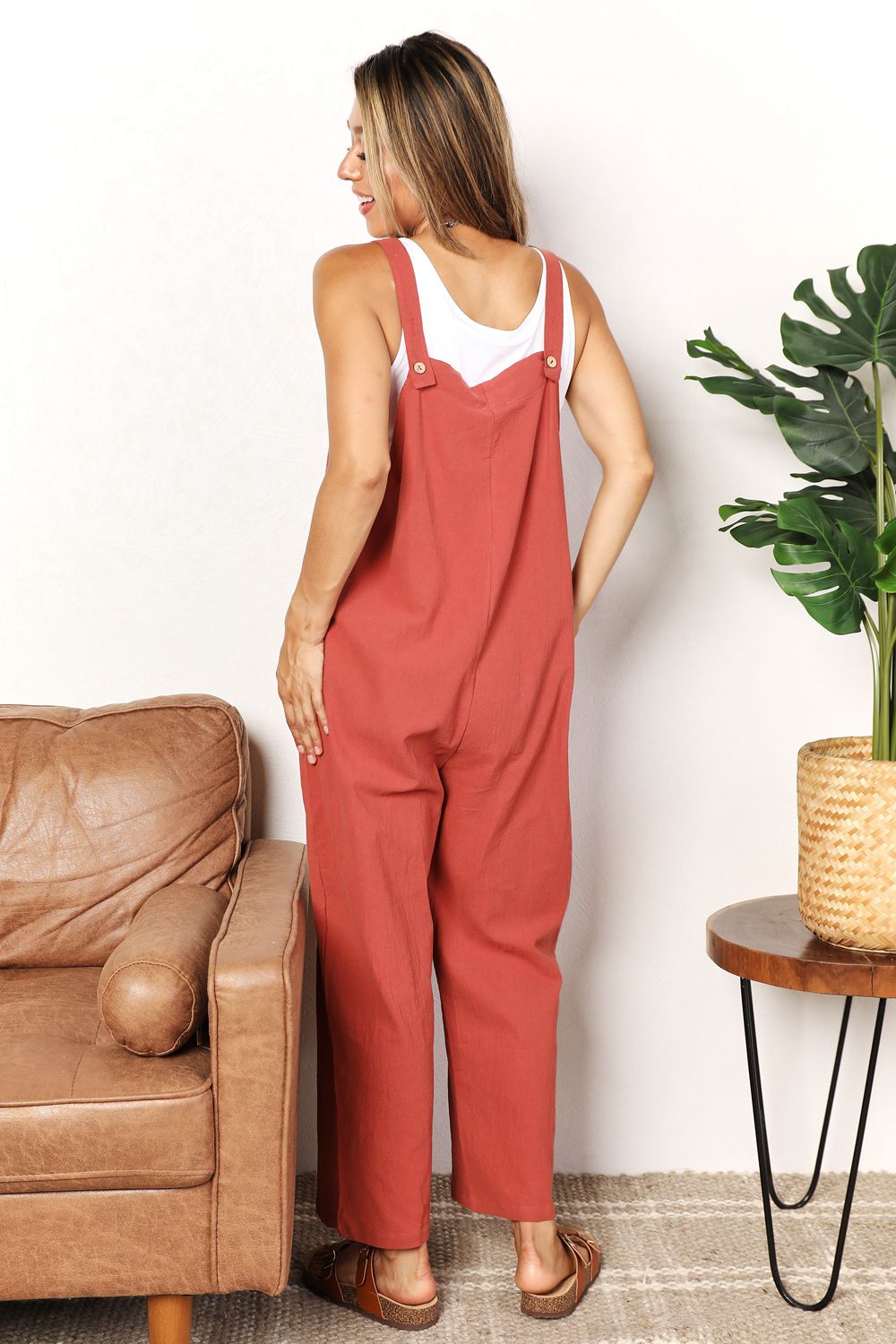Throw Back Wide Leg Overalls with Front Pockets