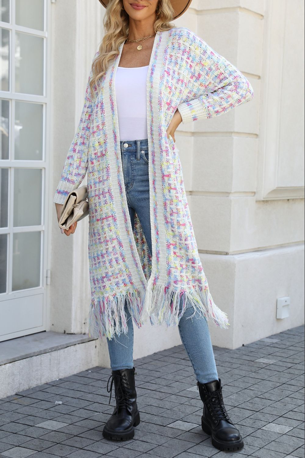 Marvelous Multicolored Long Cardigan