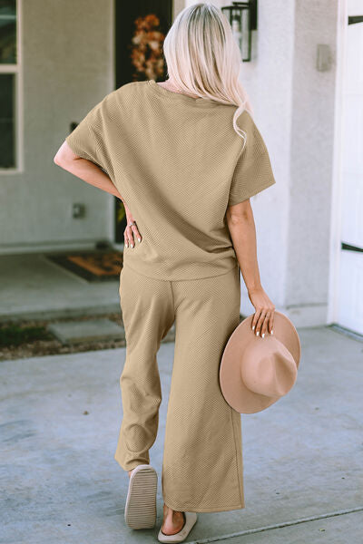 Simple Short Sleeve Top and Pants Set