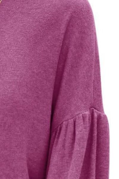 Dolman Rounded Neck Lantern Sleeve Blouse