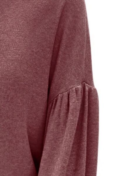 Dolman Rounded Neck Lantern Sleeve Blouse