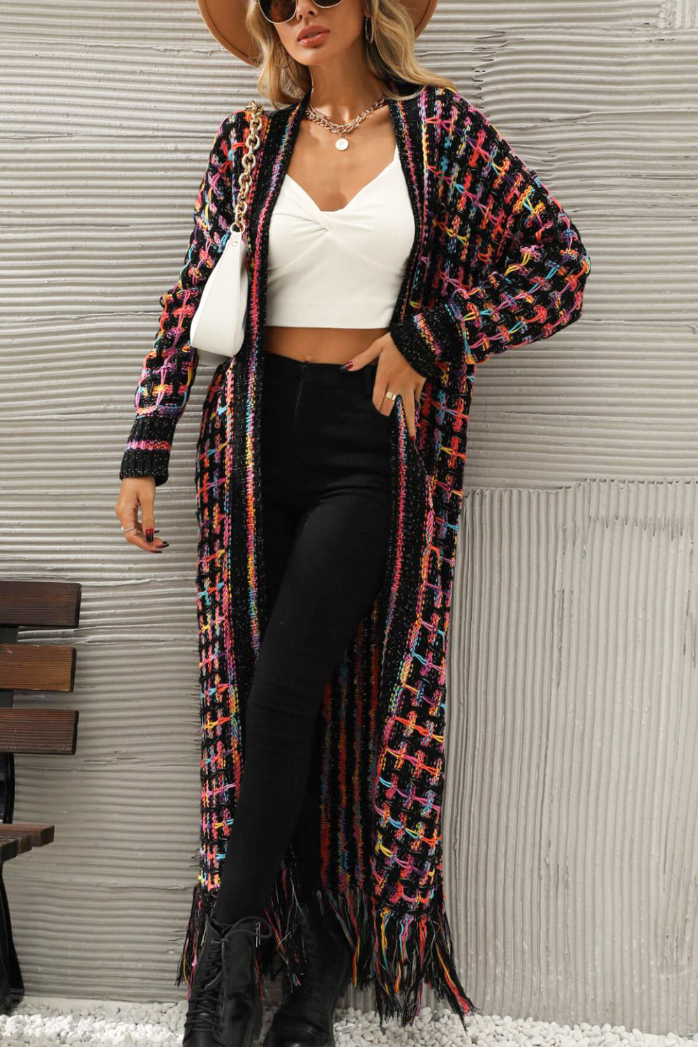 Marvelous Multicolored Long Cardigan