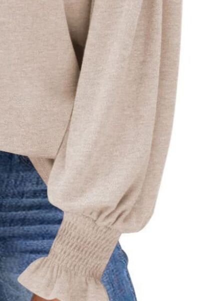 Dolman Rounded Neck Lantern Sleeve Blouse