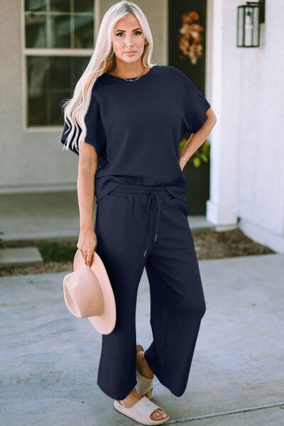 Simple Short Sleeve Top and Pants Set