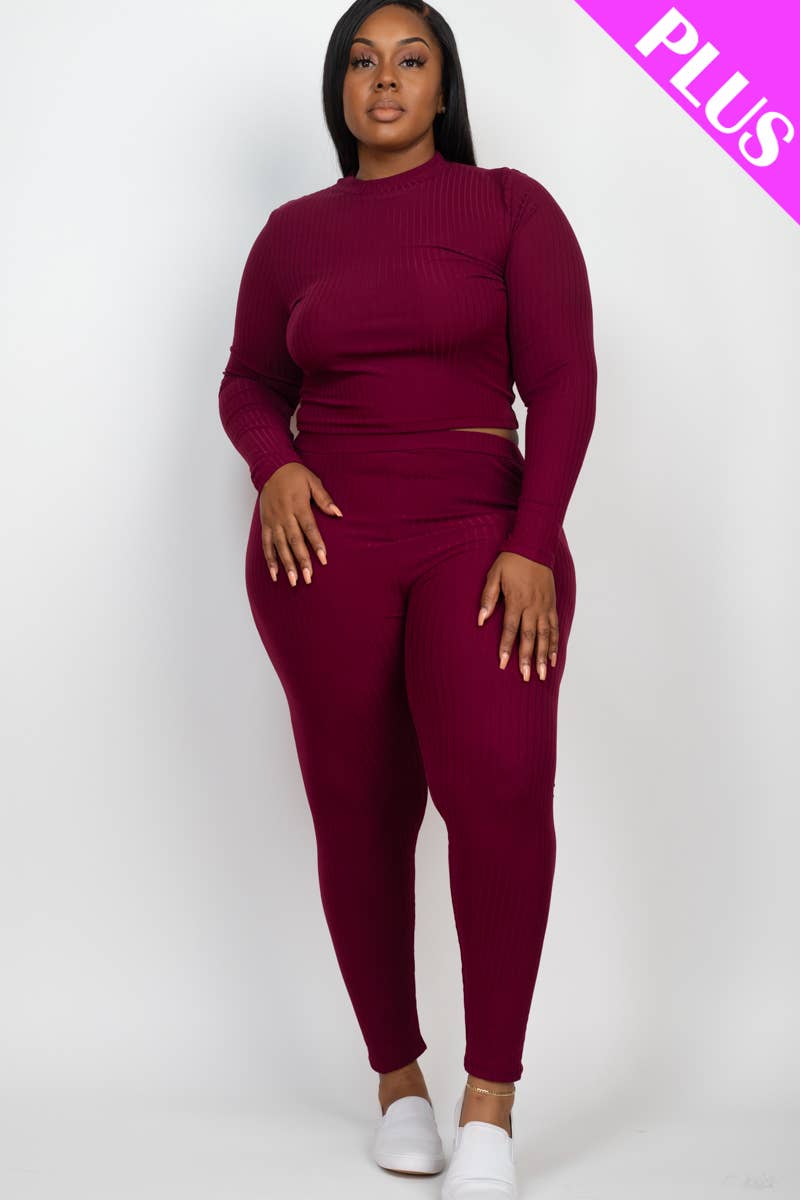 Rumbling Ribbed Mock Neck Lounge Set