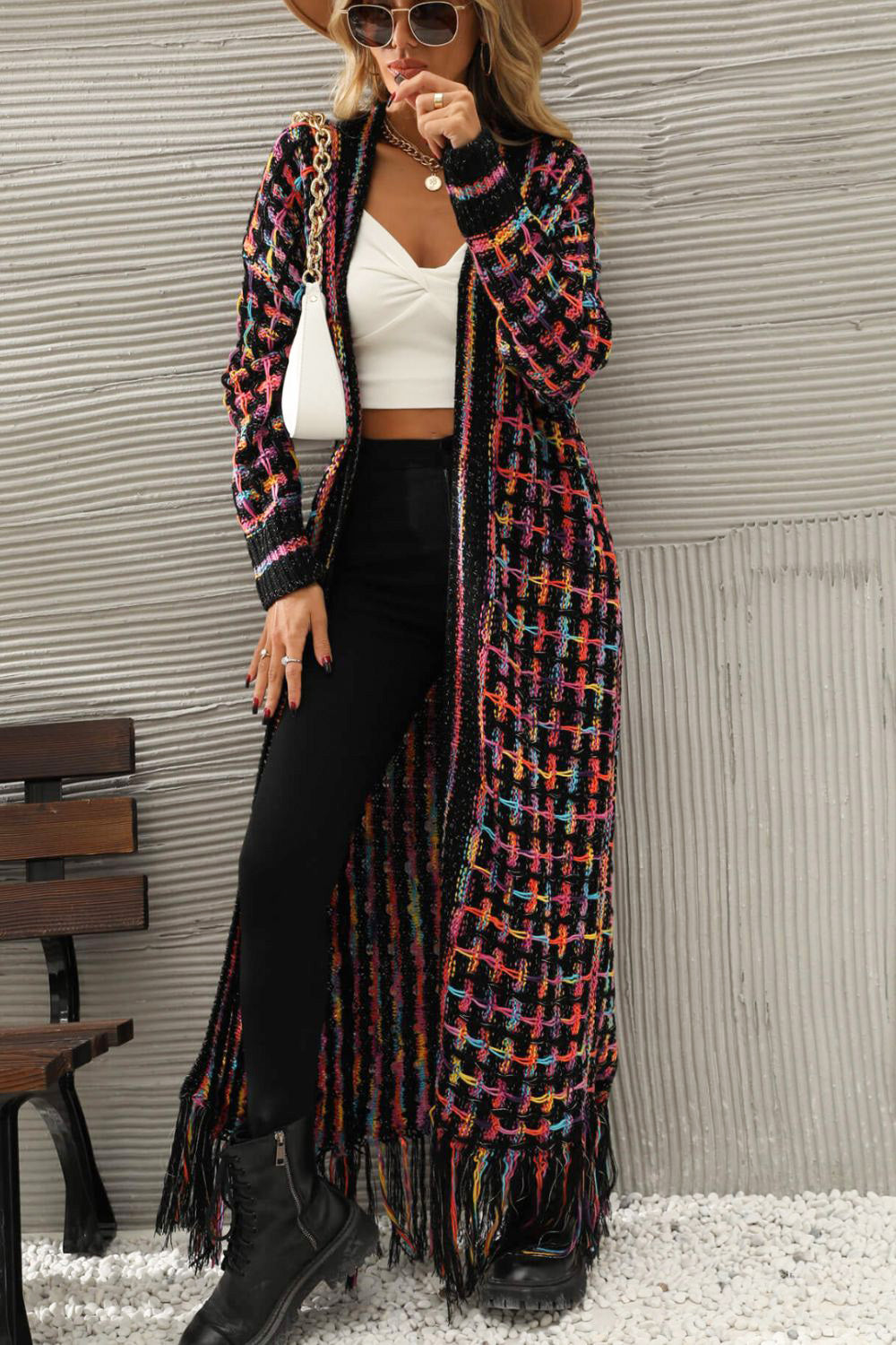 Marvelous Multicolored Long Cardigan