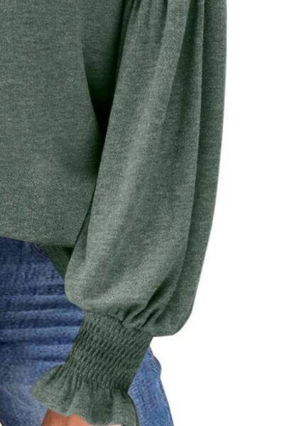 Dolman Rounded Neck Lantern Sleeve Blouse