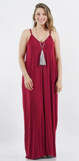 Vava Voom!! V-Neck Cami Maxi Dress w/Pockets