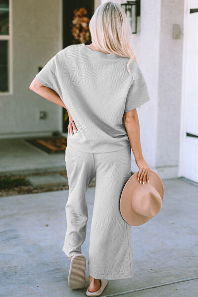 Simple Short Sleeve Top and Pants Set