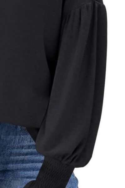 Dolman Rounded Neck Lantern Sleeve Blouse