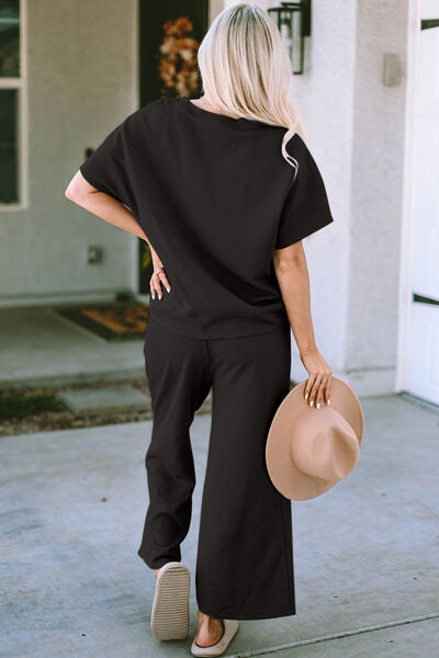 Simple Short Sleeve Top and Pants Set